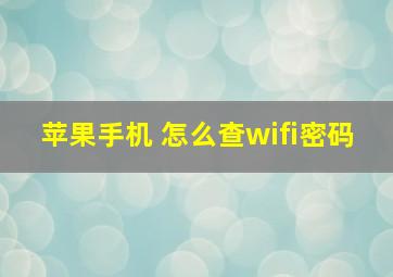 苹果手机 怎么查wifi密码